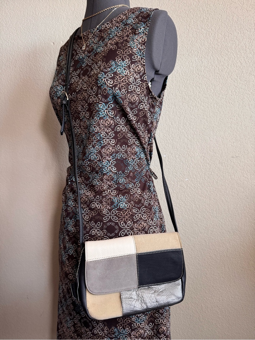 Vintage Patchwork Leather Crossbody Purse